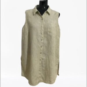 Coldwater Creek Sleeveless Button-Down Tunic in Beige Stripe